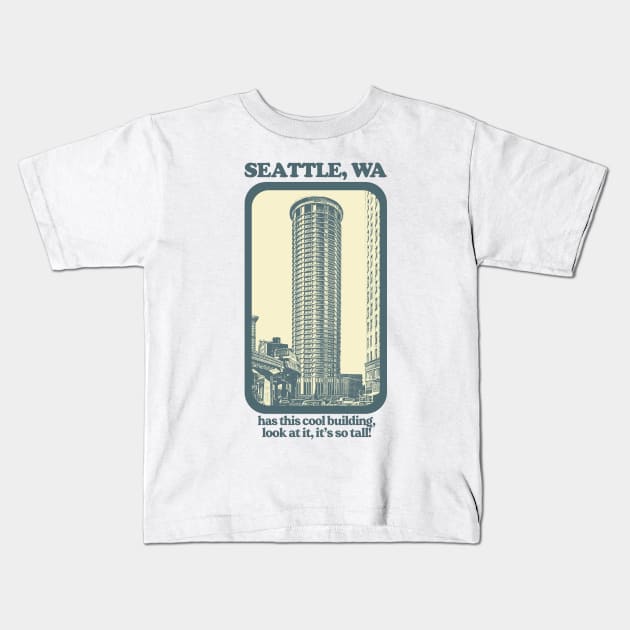 Seattle, Wa // Humorous Retro Style Tourism Design Kids T-Shirt by DankFutura